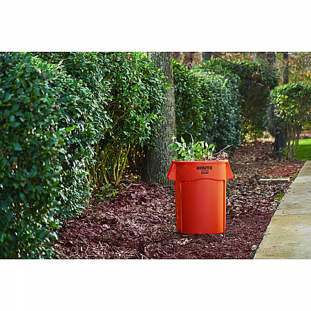 Brute Round Container, 44 gal, Plastic, Orange (2119307)
