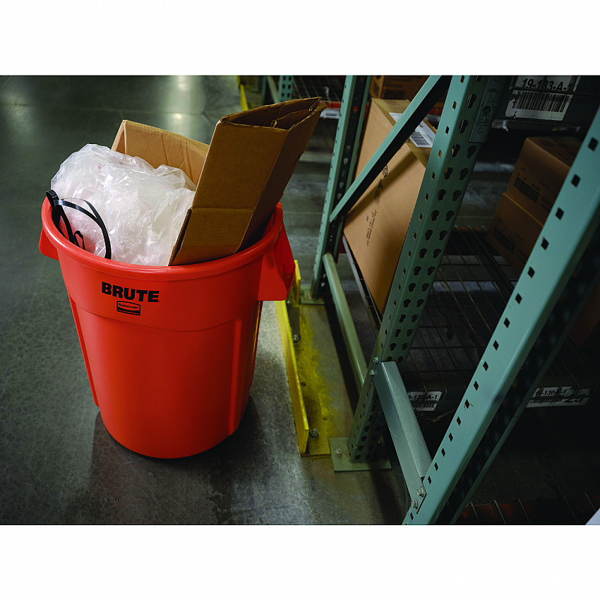 Brute Round Container, 44 gal, Plastic, Orange (2119307)