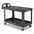 Heavy-Duty Utility Cart with Flat Shelves, Plastic, 2 Shelves, 500 lb Capacity, 25.25