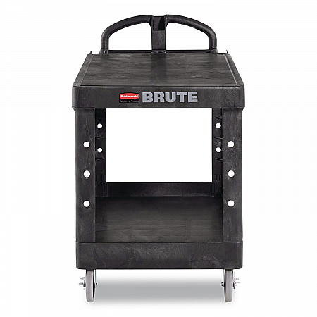 Heavy-Duty Utility Cart with Flat Shelves, Plastic, 2 Shelves, 500 lb Capacity, 25.25