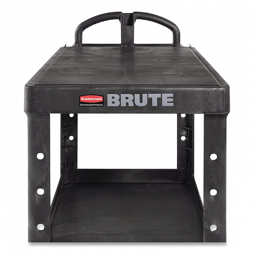 Heavy-Duty Utility Cart with Flat Shelves, Plastic, 2 Shelves, 500 lb Capacity, 25.25" x 54" x 36", Black (4545BLA)