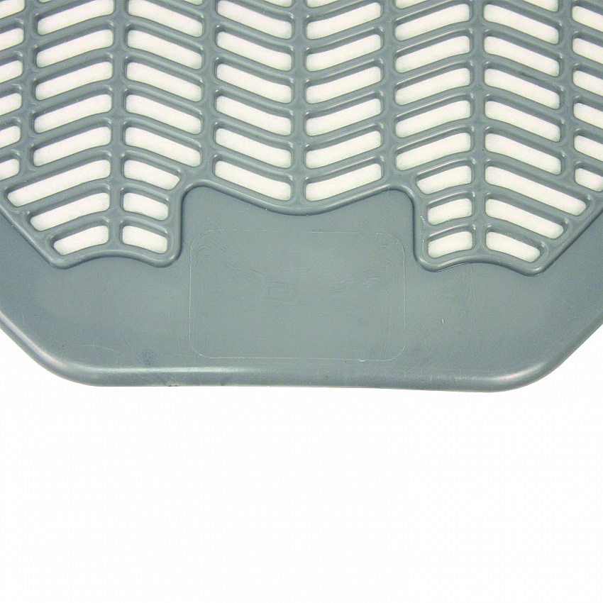 Disposable Urinal Floor Mat, Shield-Shaped, Orchard Zing Scent, Gray Non-Slip Perforated Surface, 17.5" x 20.38", 6/Carton (1525)