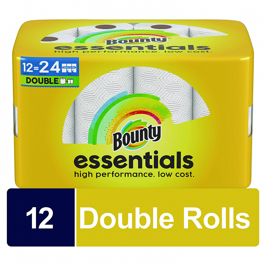 Essentials Select-A-Size Kitchen Roll Paper Towels, 2-Ply, 108 Sheets/Roll, 12 Rolls/Carton (11093)