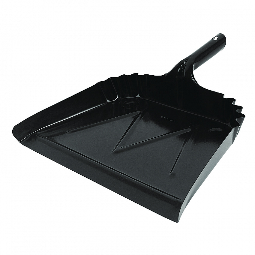 Heavy-Duty Commercial Dust Pan, 16 x 15.5, 5.38" Handle, 20-Gauge Steel, Black (4216)