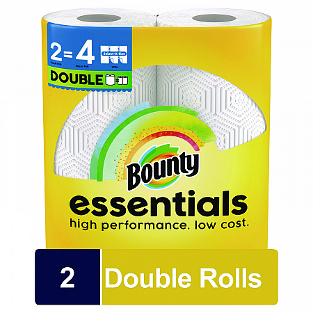 Essentials Select-A-Size Kitchen Roll Paper Towels, 2-Ply, White, 108 Sheets/Roll, 2/Pack, 8 Packs/Carton (14019)