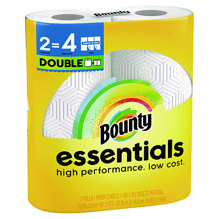 Essentials Select-A-Size Kitchen Roll Paper Towels, 2-Ply, White, 108 Sheets/Roll, 2/Pack, 8 Packs/Carton (14019)