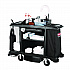 Housekeeping Cart, Plastic, 3 Shelves, 2 Bins, 22