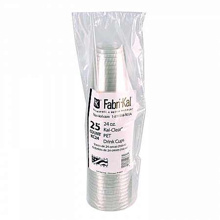 Kal-Clear PET Cold Drink Cups, 24 oz, Plastic, Clear, 25/Sleeve, 24 Sleeves/Carton (KC24)