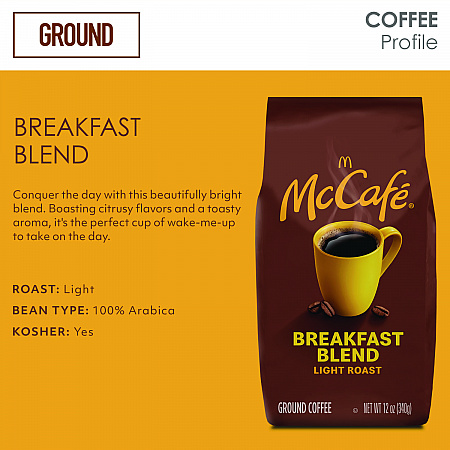 Ground Coffee, Breakfast Blend, 12 oz Bag (5533EA)