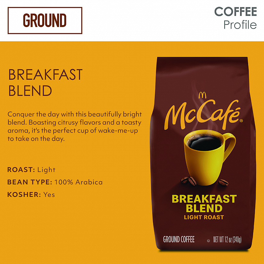 Ground Coffee, Breakfast Blend, 12 oz Bag (5533EA)