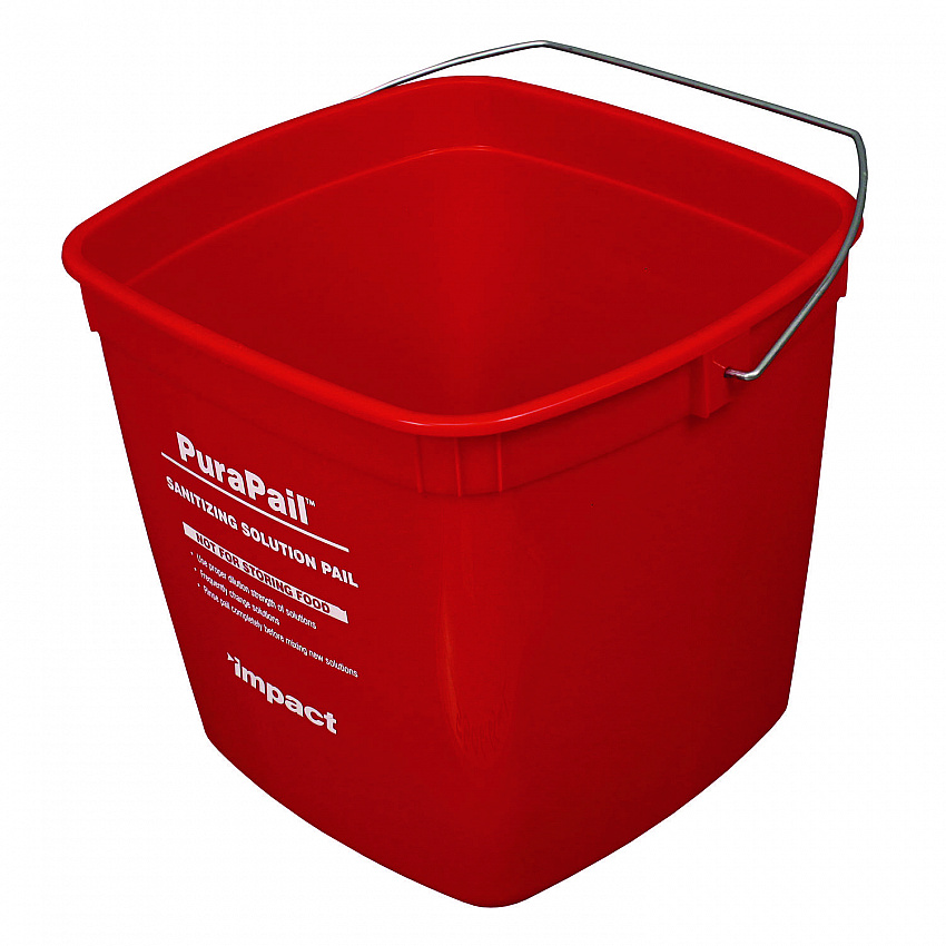 PuraPail Sanitizing Bucket, 6 qt, Polyethylene, Red (55066SEA)