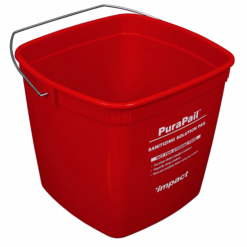 PuraPail Sanitizing Bucket, 6 qt, Polyethylene, Red (55066SEA)