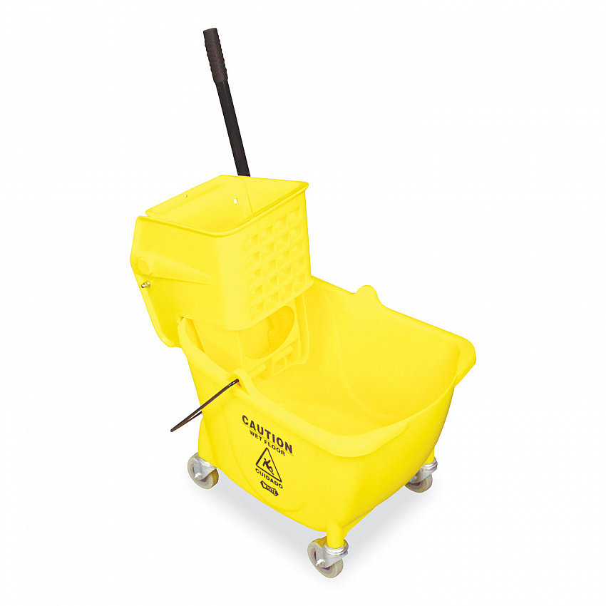 Side-Press Wringer and Plastic Bucket Combo, 12 to 32 oz, Yellow (7Y26363Y)