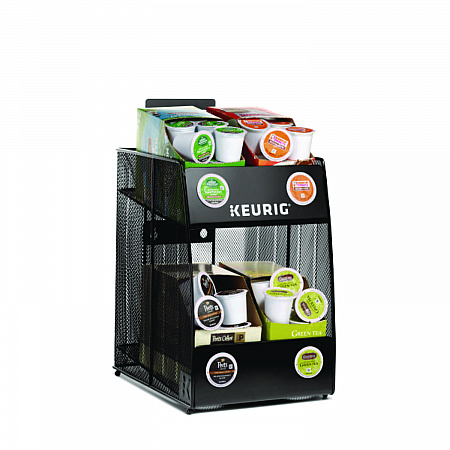 K-Cup Pod Wire Mesh Display Rack 4-Sleeve, 11 x 14 x 15.4, Black (7582)