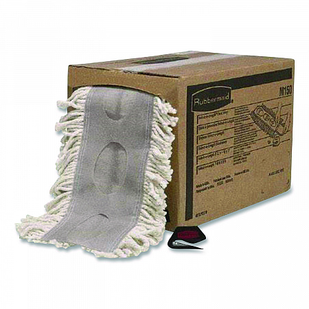 Cut To Length Dust Mops, Cotton, White, Cut-End, 5 x 40 Ft, 1 Box (M150)