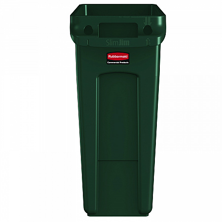 Slim Jim Plastic Recycling Container with Venting Channels, 23 gal, Plastic,  Green (354007GN)