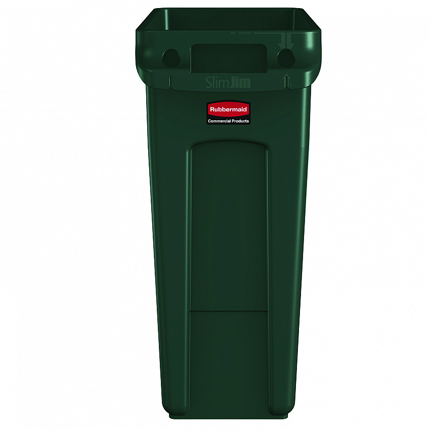Slim Jim Plastic Recycling Container with Venting Channels, 23 gal, Plastic,  Green (354007GN)