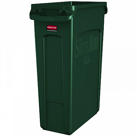 Slim Jim Plastic Recycling Container with Venting Channels, 23 gal, Plastic,  Green (354007GN)