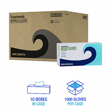 380 Series Disposable General-Purpose Nitrile Gloves, Powder-Free, Small, 4 mil Thick, 9.5