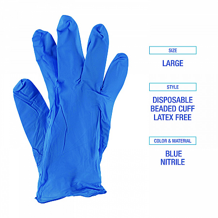 395 Series Disposable General-Purpose Nitrile Gloves, Powder-Free, Large, 5 mil Thick, 9.5