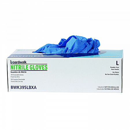 395 Series Disposable General-Purpose Nitrile Gloves, Powder-Free, Large, 5 mil Thick, 9.5