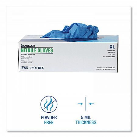 395 Series Disposable General-Purpose Nitrile Gloves, Powder-Free, X-Large, 5 mil Thick, 9.5