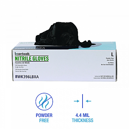 396 Series Disposable General-Purpose Nitrile Gloves, Powder-Free, Large, 4.4 mil Thick, 9.5
