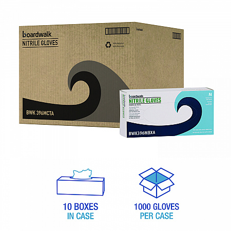 396 Series Disposable General-Purpose Nitrile Gloves, Powder-Free, Medium, 4.4 mil Thick, 9.5