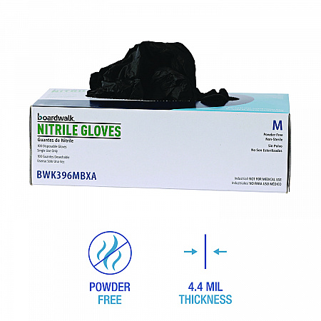 396 Series Disposable General-Purpose Nitrile Gloves, Powder-Free, Medium, 4.4 mil Thick, 9.5