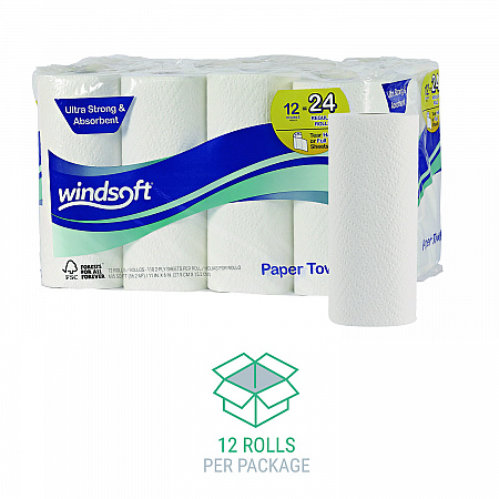 Premium Kitchen Roll Towels, 2-Ply, 11 x 6, White, 110/Roll, 12 Rolls/Carton (12216)