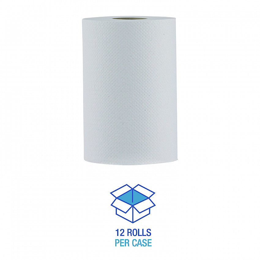 Hardwound Paper Towels, Nonperforated, 1-Ply, 8" x 350 ft, White, 12 Rolls/Carton (6250)