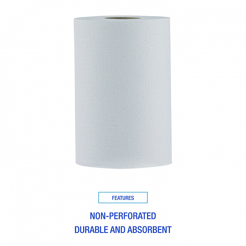 Hardwound Paper Towels, Nonperforated, 1-Ply, 8" x 350 ft, White, 12 Rolls/Carton (6250)