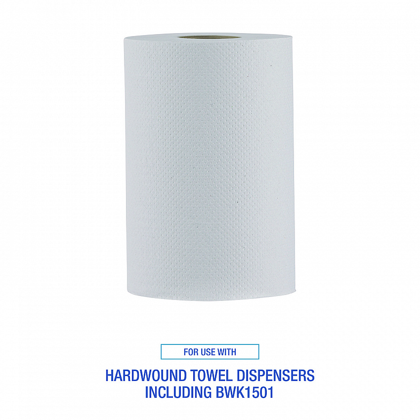 Hardwound Paper Towels, Nonperforated, 1-Ply, 8" x 350 ft, White, 12 Rolls/Carton (6250)