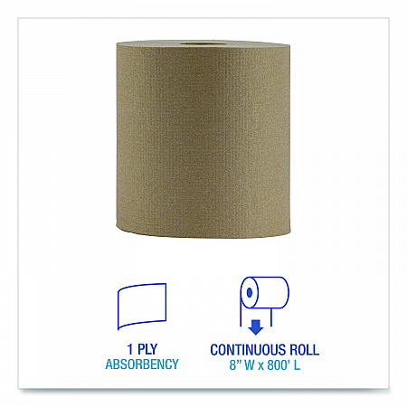 Hardwound Paper Towels, Nonperforated, 1-Ply, 8