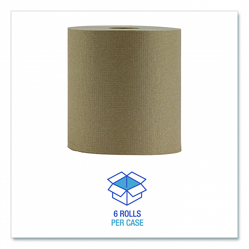 Hardwound Paper Towels, Nonperforated, 1-Ply, 8" x 800 ft, Natural, 6 Rolls/Carton (6256)