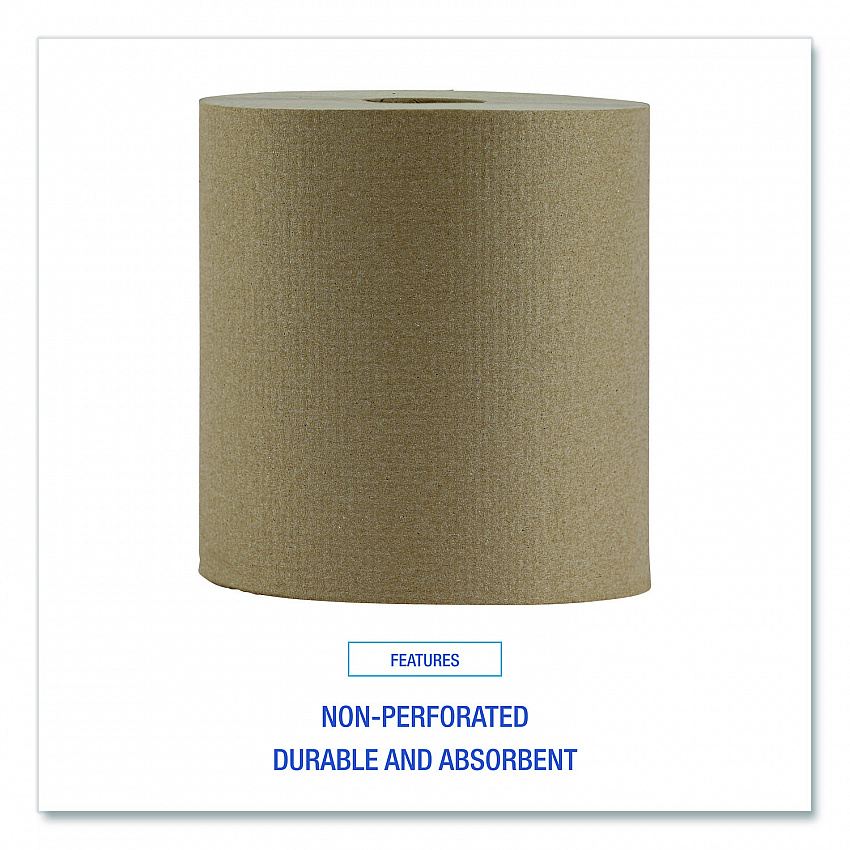 Hardwound Paper Towels, Nonperforated, 1-Ply, 8" x 800 ft, Natural, 6 Rolls/Carton (6256)