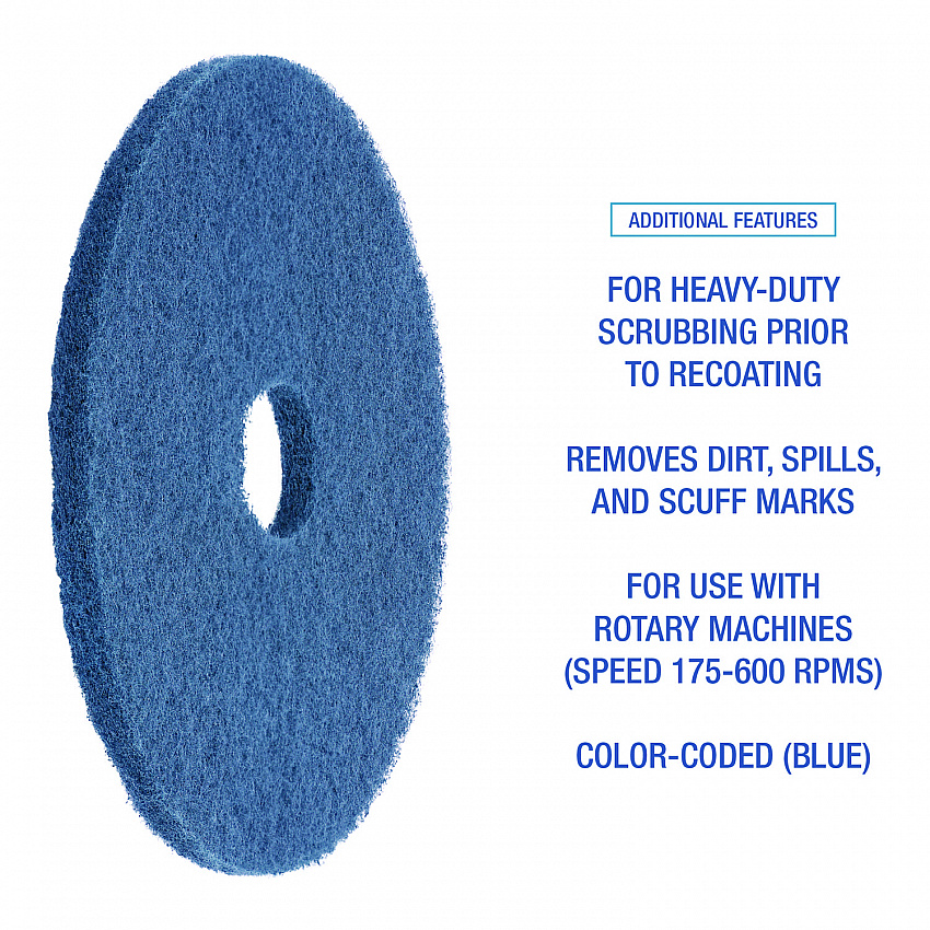 Scrubbing Floor Pads, 17" Diameter, Blue, 5/Carton (4017BLU)