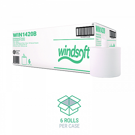 Center-Flow Perforated Paper Towel Roll, 7.3 x 15, White, 6 Rolls/Carton (1420B)