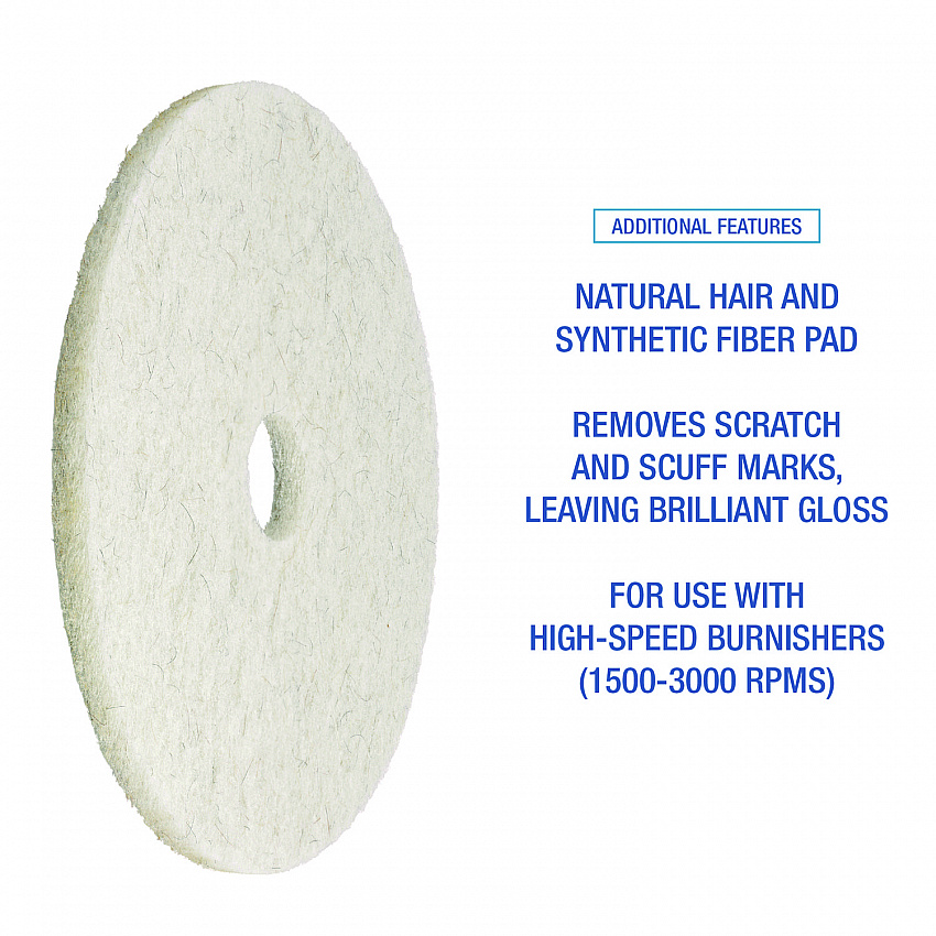 Natural Burnishing Floor Pads, 19" Diameter, White, 5/Carton (4019NAT)