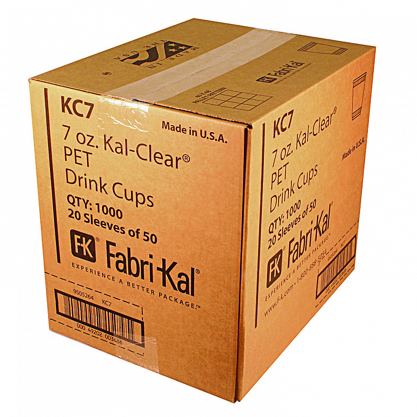 Kal-Clear PET Cold Drink Cups, 7 oz, Plastic, Clear, 1,000/Carton (KC7)