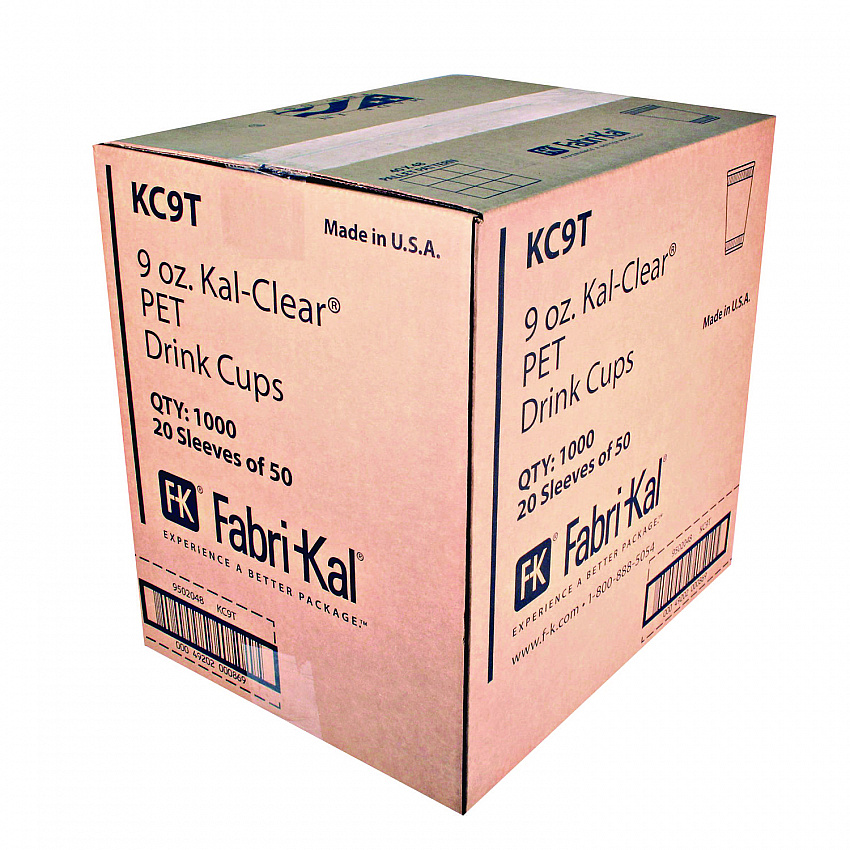 Kal-Clear True PET Cold Drink Cups, 9 oz, Plastic, Clear, 50/Bag, 20 Bags/Carton (KC9T)