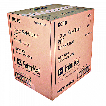 Kal-Clear PET Cold Drink Cups, 10 oz, Plastic, Clear, 50/Bag, 20 Bags/Carton (KC10)