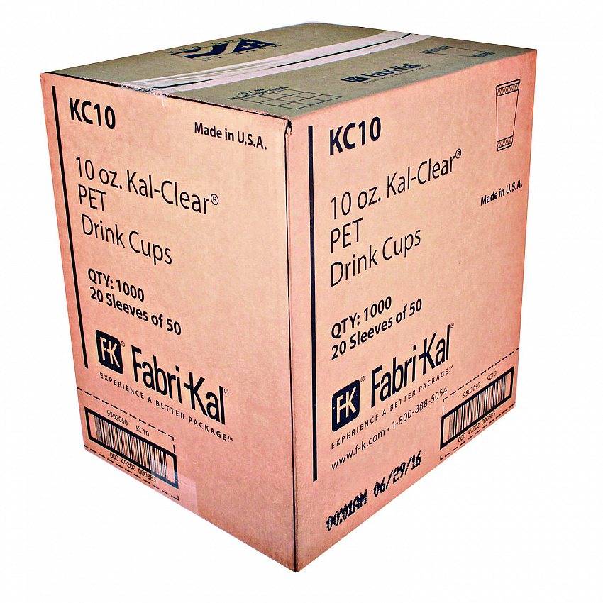 Kal-Clear PET Cold Drink Cups, 10 oz, Plastic, Clear, 50/Bag, 20 Bags/Carton (KC10)