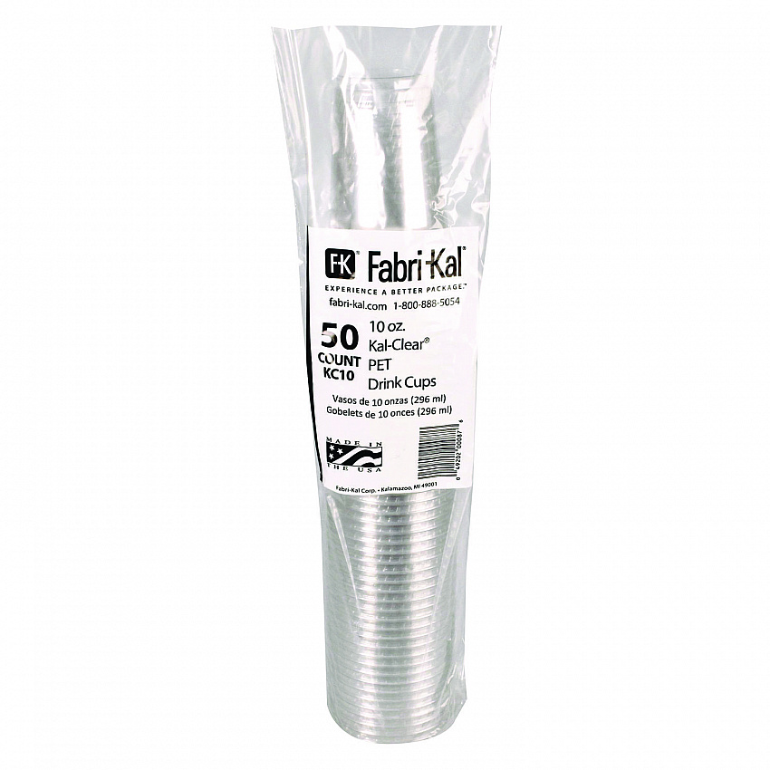 Kal-Clear PET Cold Drink Cups, 10 oz, Plastic, Clear, 50/Bag, 20 Bags/Carton (KC10)