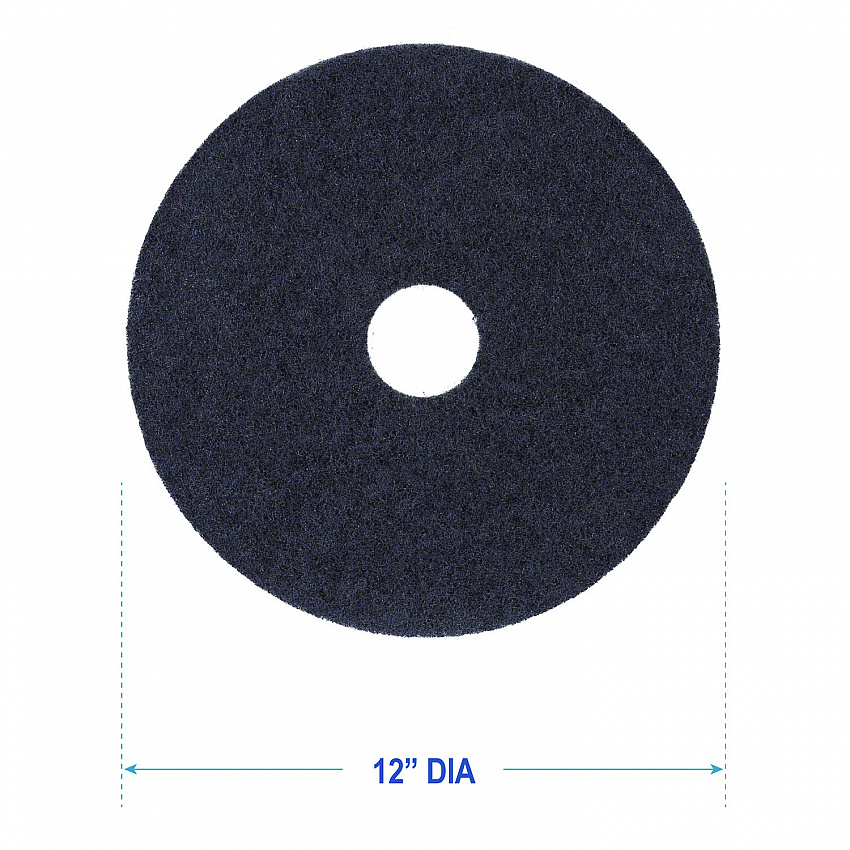 Stripping Floor Pads, 12" Diameter, Black, 5/Carton (4012BLA)