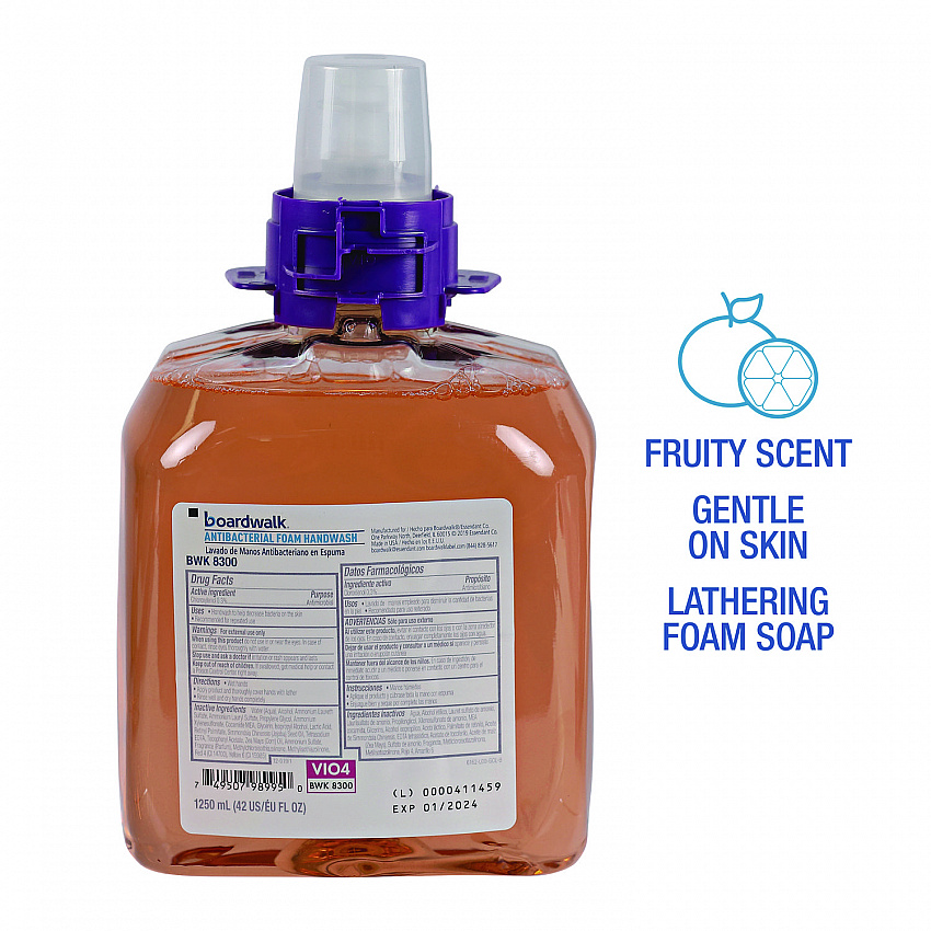 Foam Antibacterial Handwash, Fresh Fruit Scent, 1,250 mL Refill, 4/Carton (8300)