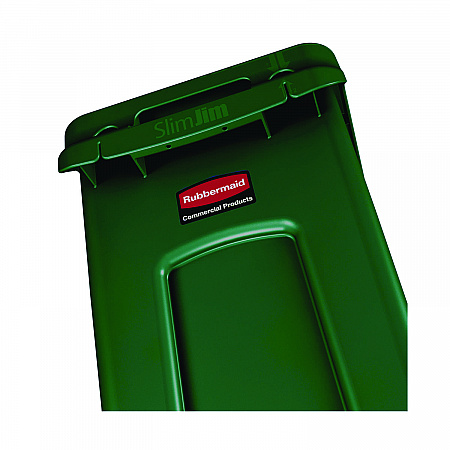 Slim Jim Plastic Recycling Container with Venting Channels, 23 gal, Plastic,  Green (354007GN)