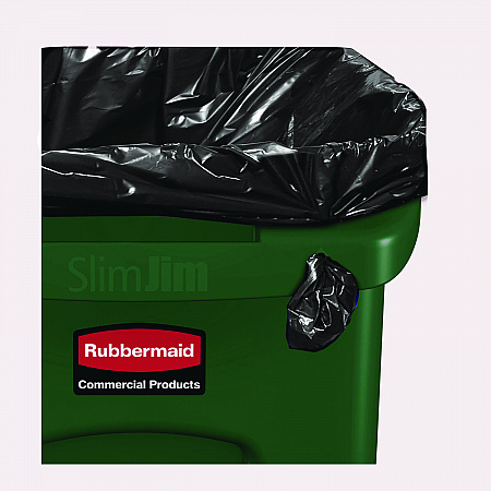 Slim Jim Plastic Recycling Container with Venting Channels, 23 gal, Plastic,  Green (354007GN)