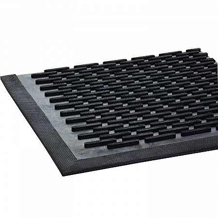Crown-Tred Indoor/Outdoor Scraper Mat, Black Loop-Twist Ribbed Rubber Surface, 35.5
