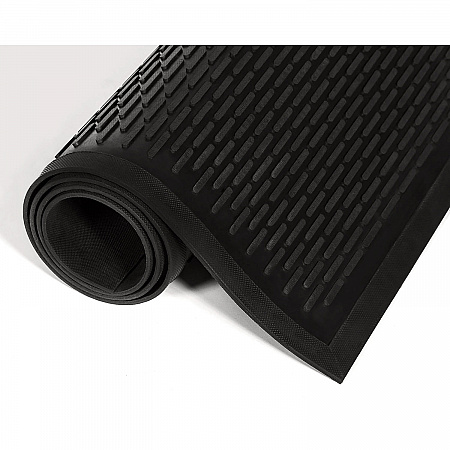 Crown-Tred Indoor/Outdoor Scraper Mat, Black Loop-Twist Ribbed Rubber Surface, 43.75
